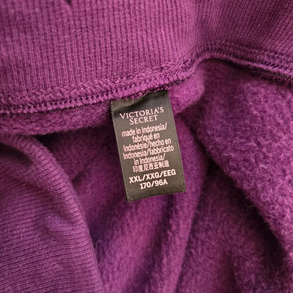 Victorias Secret Purple Lace Up Front Fleece Jogger Sweatpants XXL Athleisure
